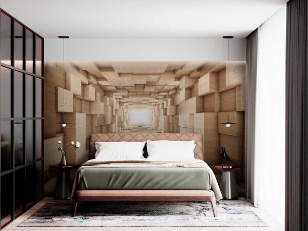 Fototapeta Tunel z dřevěných bloků, Designové fototapety na zeď, Populární fototapety, u77811 - Tapeko.co.cz