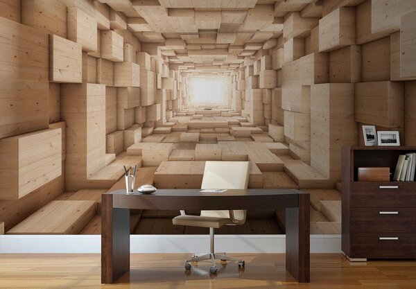 Fototapeta Tunel z dřevěných bloků, Designové fototapety na zeď, Populární fototapety, u77811 - Tapeko.co.cz