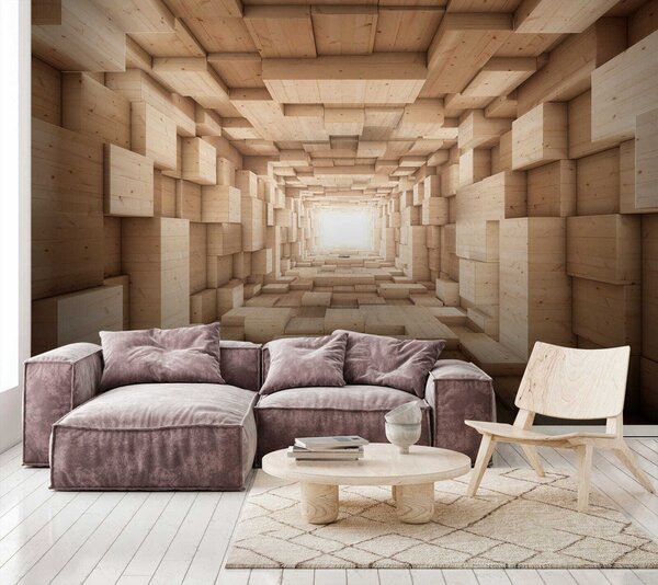 Fototapeta Tunel z dřevěných bloků, Designové fototapety na zeď, Populární fototapety, u77811 - Tapeko.co.cz