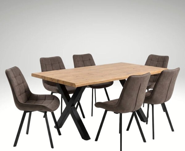 Vikio Jídelní set pro 6 osob 160x90 cm dub-hnědá VJS116-61H