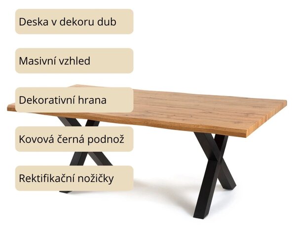 Vikio Jídelní set pro 6 osob 160x90 cm dub-hnědá VJS116-61H
