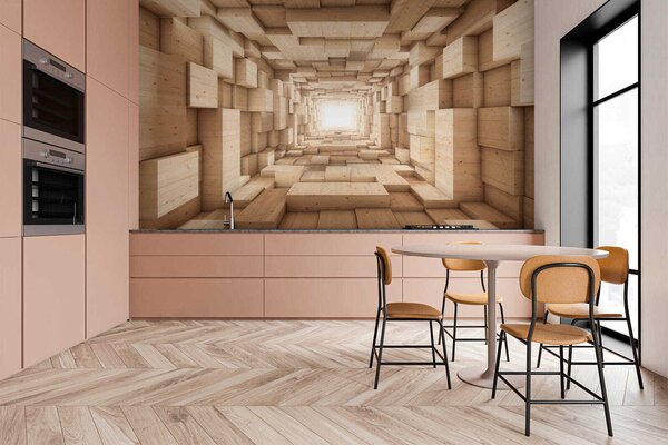 Fototapeta Tunel z dřevěných bloků, Designové fototapety na zeď, Populární fototapety, u77811 - Tapeko.co.cz