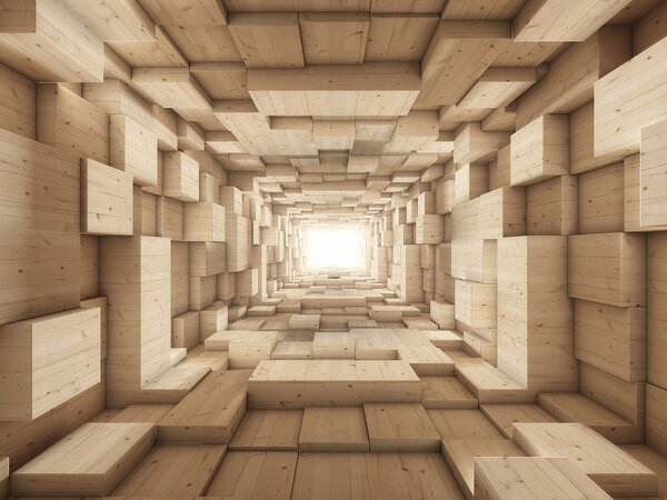 Fototapeta Tunel z dřevěných bloků, Designové fototapety na zeď, Populární fototapety, u77811 - Tapeko.co.cz
