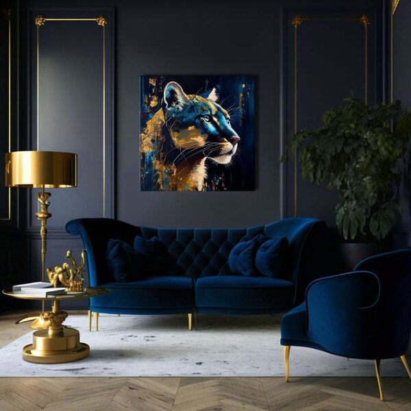 Dekorativní obraz na plátně - PREMIUM ART - Silent Puma's Gaze - 80x80 cm