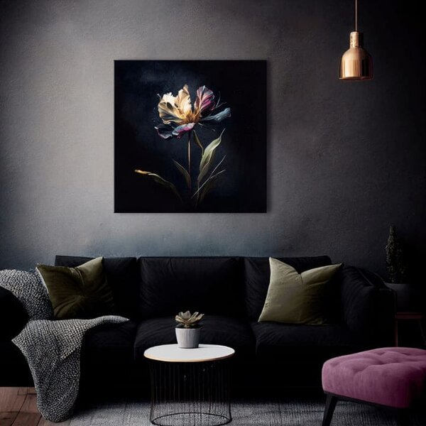 Designový obraz na plátně Tajemná květina v noci - 50x50 cm