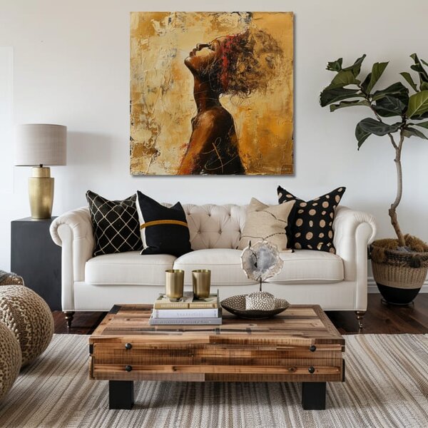 Elegantní obraz ženy skryté v myšlenkách - 60x60