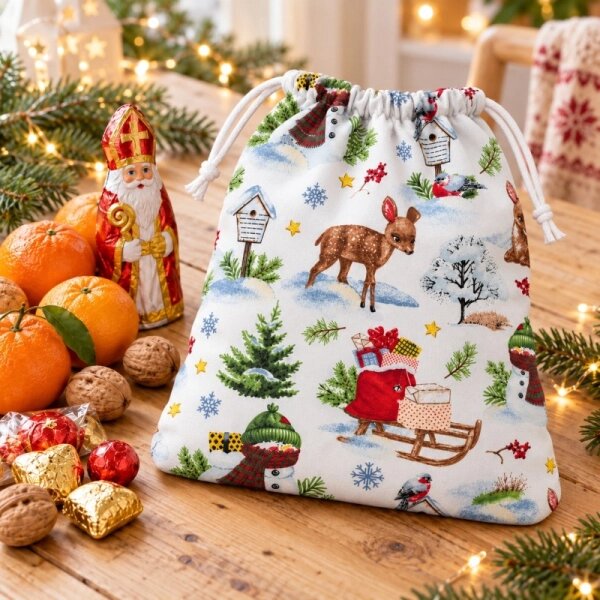 Bellatex Dárkový sáček 29x39 cm Zvířátka v lese Bílá,Zelená
