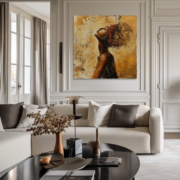 Elegantní obraz ženy skryté v myšlenkách - 60x60