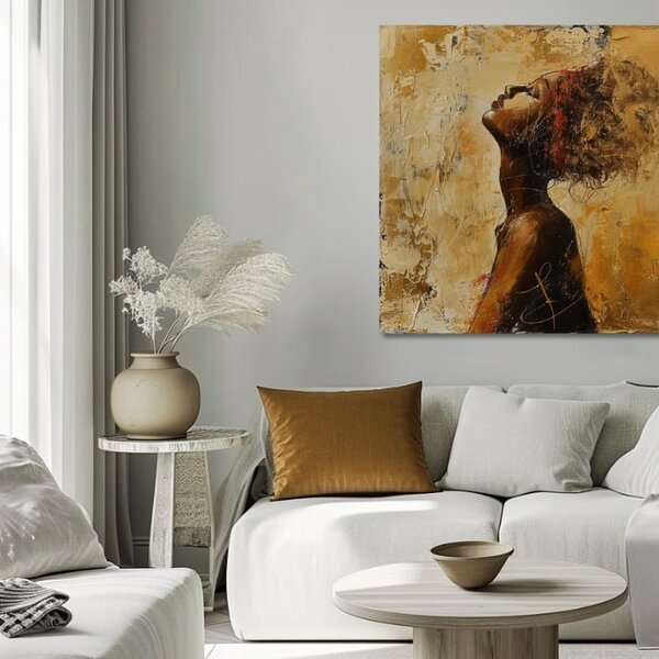 Elegantní obraz ženy skryté v myšlenkách - 60x60