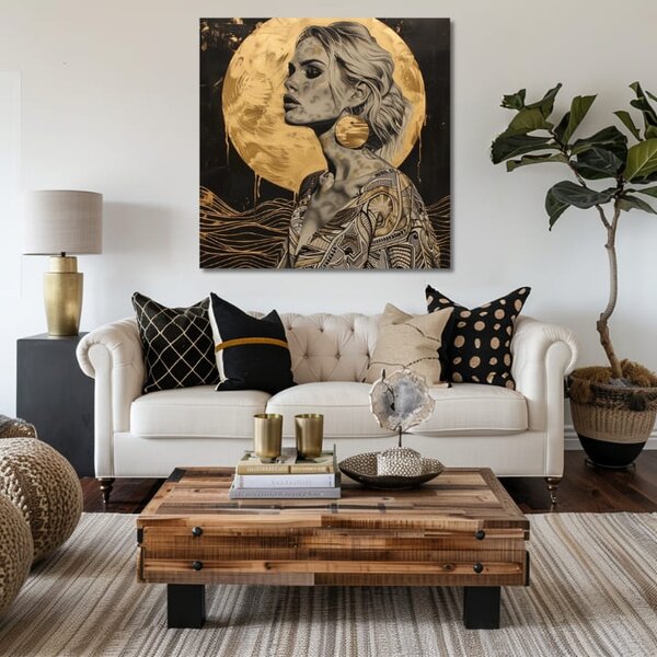 Elegantní obraz ženy Zlatá aura - 60x60 cm
