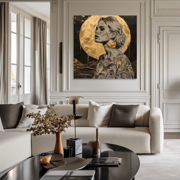 Elegantní obraz ženy Zlatá aura - 60x60 cm