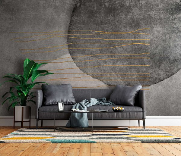Fototapeta Šedobílá malba s oranžovými liniemi, Designové fototapety na zeď, Populární fototapety, u78579 - Tapeko.co.cz
