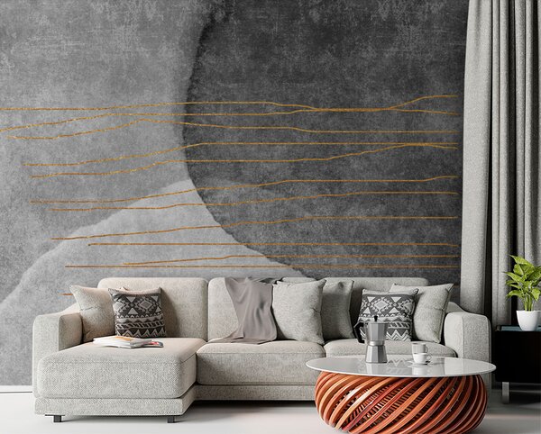 Fototapeta Šedobílá malba s oranžovými liniemi, Designové fototapety na zeď, Populární fototapety, u78579 - Tapeko.co.cz