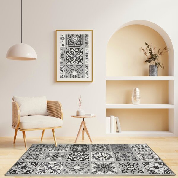 Makro Abra Běhoun Patchwork šedý pogumovaný Šíře: 67 cm