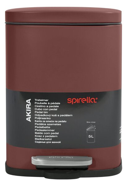 Spirella pedálový odpadkový koš AKIRA, matná burgundy, 5 L