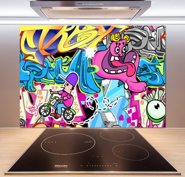 Skleněný panel do kuchynské linky Graffiti pksh-38479152
