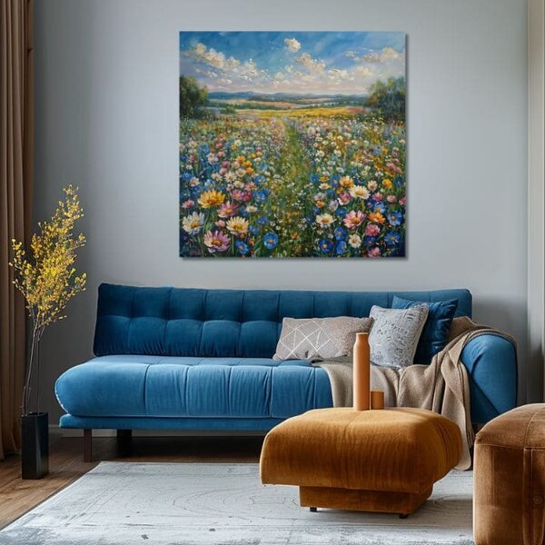 Obraz krajiny na plátně Letní louka - 60x60 cm
