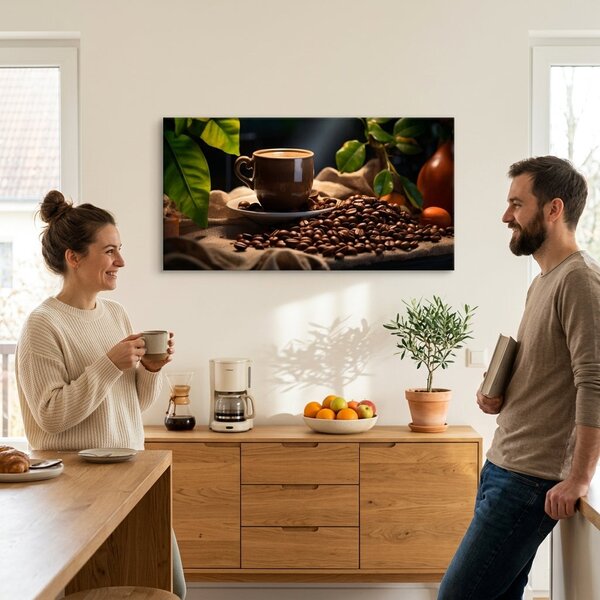 Kávové obrazy pro kuchyňské mistrovské dílo baristy - 40x80 cm