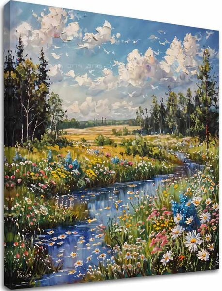 Obraz krajiny na plátně Proud v přírodě - 60x60 cm