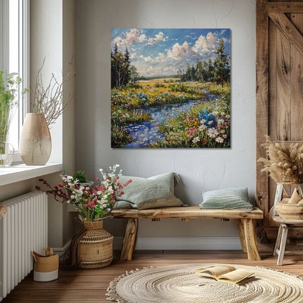 Obraz krajiny na plátně Proud v přírodě - 60x60 cm