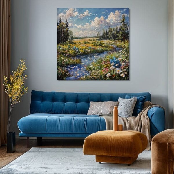 Obraz krajiny na plátně Proud v přírodě - 60x60 cm