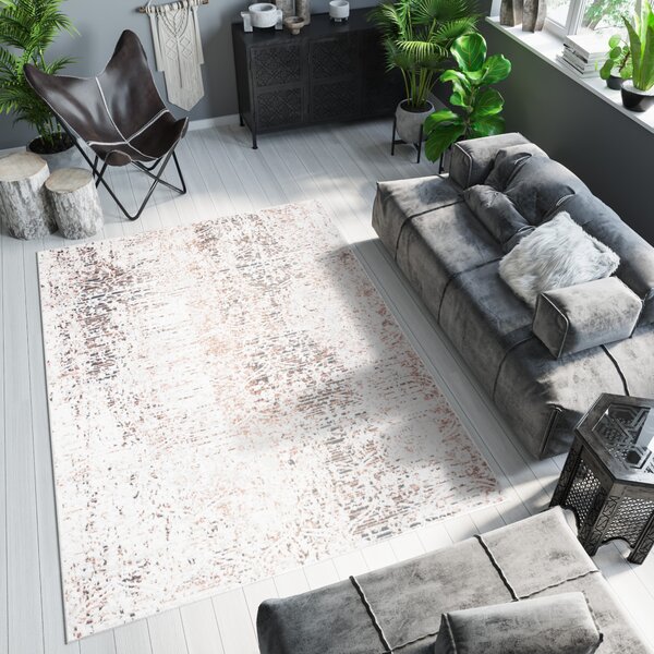 Makro Abra Moderní kusový koberec DAKOTA YF88B abstraktní krémový Rozměr: 58x99 cm