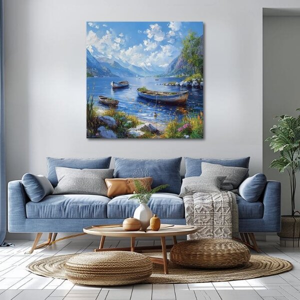 Obraz krajiny na plátně Mírové jezero - 60x60 cm