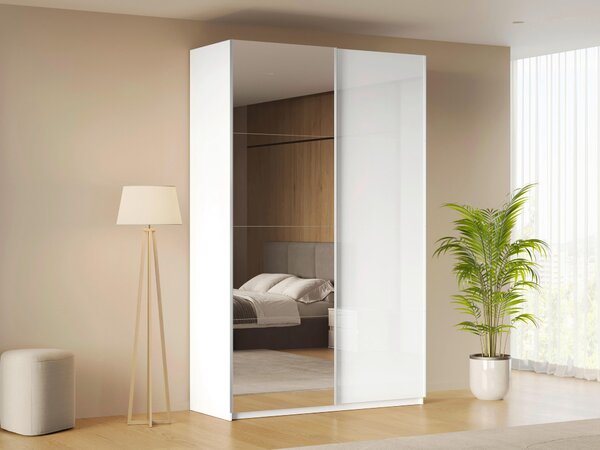 ŠATNÍ SKŘÍŇ S POSUVNÝMI DVEŘM, bílá, 150/210/62 cm MID.YOU - Šatní skříně, Online Only