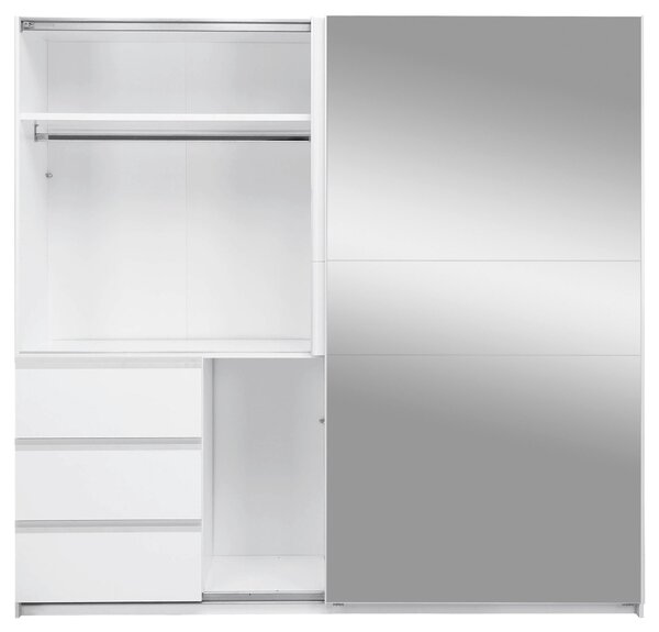 ŠATNÍ SKŘÍŇ S POSUVNÝMI DVEŘM, bílá, 215/210/61,5 cm P & B - Šatní skříně, Online Only