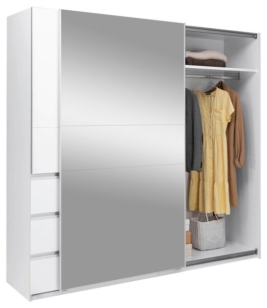 ŠATNÍ SKŘÍŇ S POSUVNÝMI DVEŘM, bílá, 215/210/61,5 cm P & B - Šatní skříně, Online Only