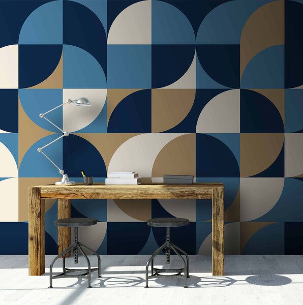 Fototapeta Modrobílý geometrický vzor, Designové fototapety na zeď, Populární fototapety, u78733 - Tapeko.co.cz