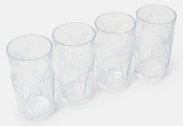Sinsay - Sada sklenic s reliéfním vzorem palem 4 pack - clear