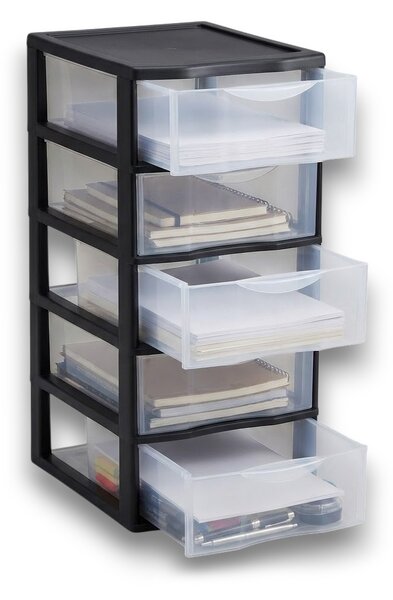SUNDIS Úložný box s 5 vyššími zásuvkami, antracit, OFFICEMIX A4, 5A