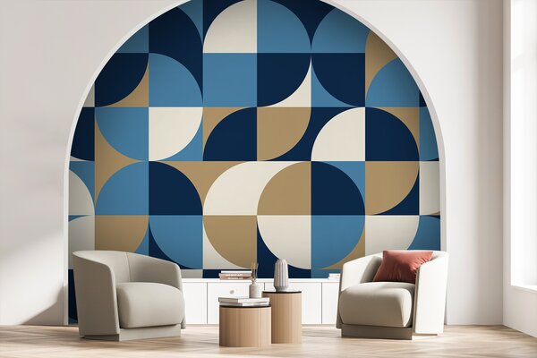 Fototapeta Modrobílý geometrický vzor, Designové fototapety na zeď, Populární fototapety, u78733 - Tapeko.co.cz