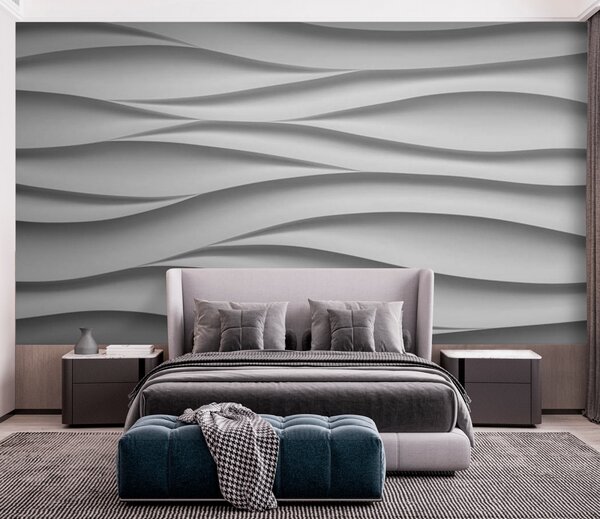 Fototapeta Bílá stěna se zvlněnými liniemi, 3D fototapety, Populární fototapety, u79539 - Tapeko.co.cz