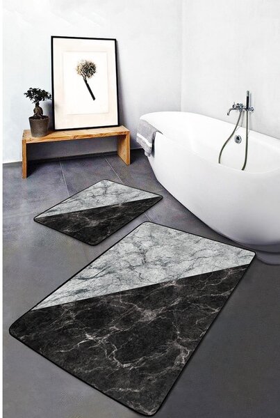 Černobílé koupelnové předložky v sadě 2 ks 60x100 cm – Mila Home