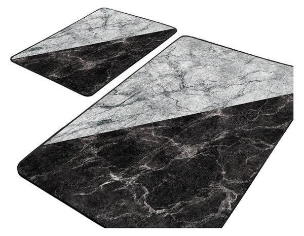 Černobílé koupelnové předložky v sadě 2 ks 60x100 cm – Mila Home