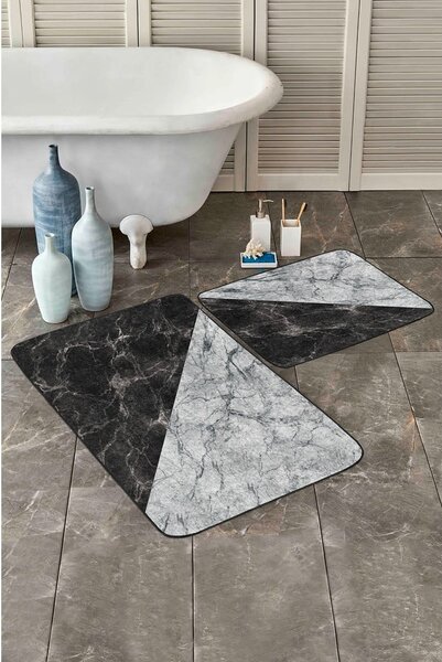 Černobílé koupelnové předložky v sadě 2 ks 60x100 cm – Mila Home