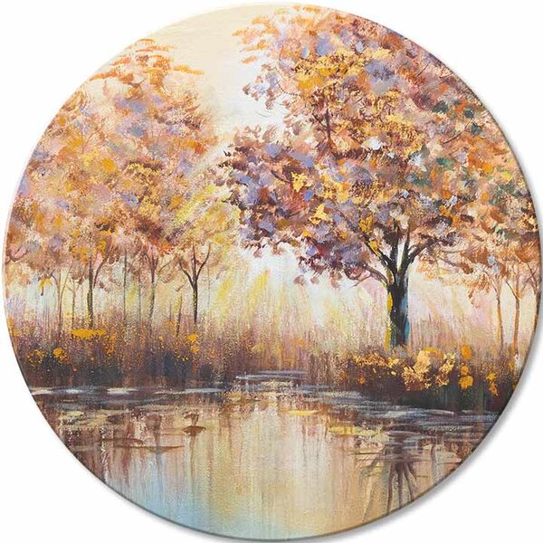 Kulatý malovaný obraz Hidden Sun - 60 cm