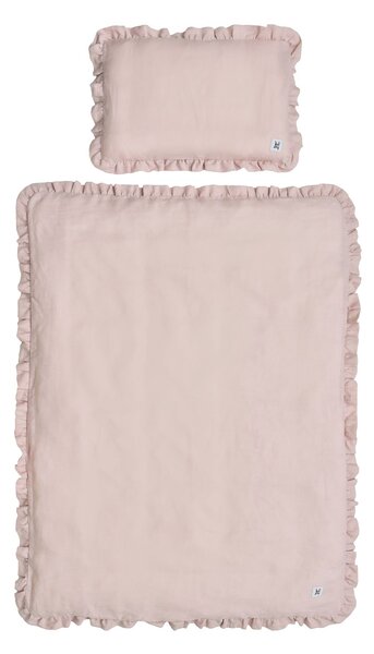 Lněné povlečení do postýlky DUSTY PINK, vel. M