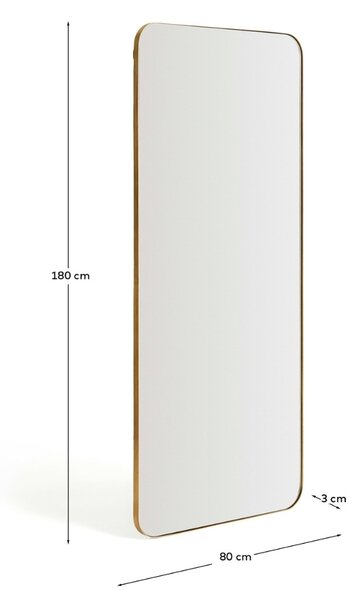 Kave Home Zlaté kovové závěsné zrcadlo Marco 180 x 80 cm