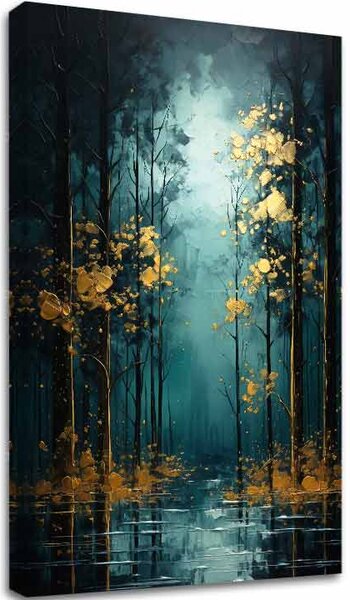 Moderní nástěnná dekorace Golden leaf fantasy - PREMIUM ART - 40x60 cm