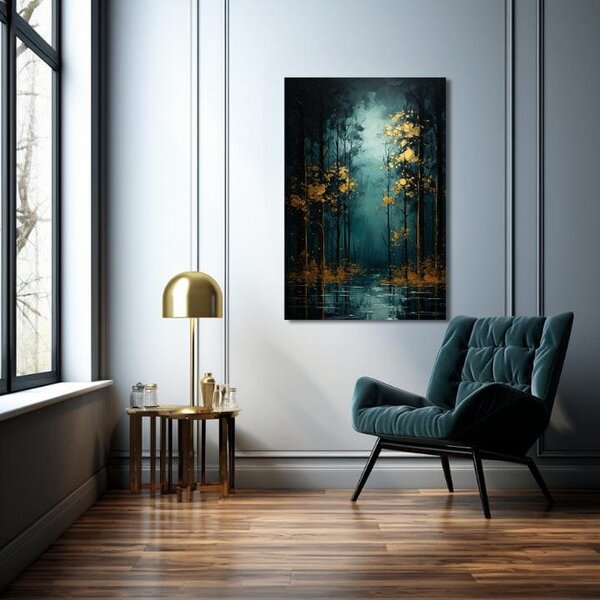 Moderní nástěnná dekorace Golden leaf fantasy - PREMIUM ART - 40x60 cm