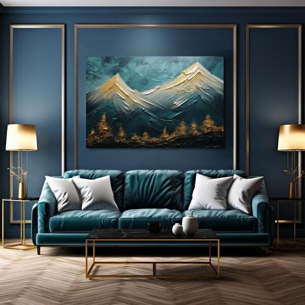 Moderní nástěnná dekorace Golden Mysterious Rock - PREMIUM ART - 40x60 cm