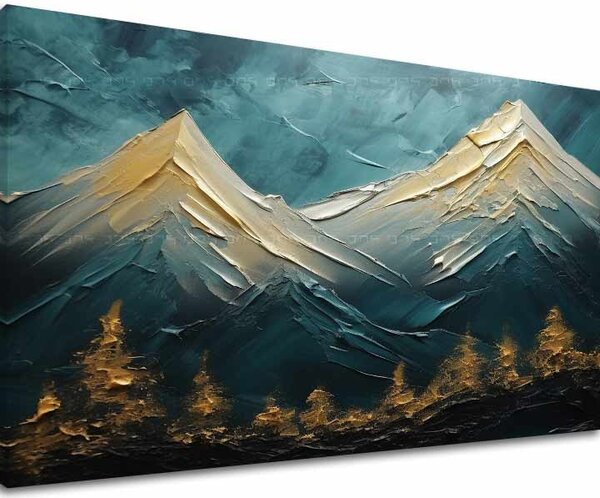 Moderní nástěnná dekorace Golden Mysterious Rock - PREMIUM ART - 40x60 cm