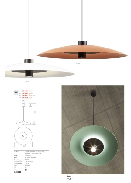 Redo 01-3020-LED Lustr na lanku LARS LED/14W/230V+LED/10W pr.60cm CRI90 oranžová