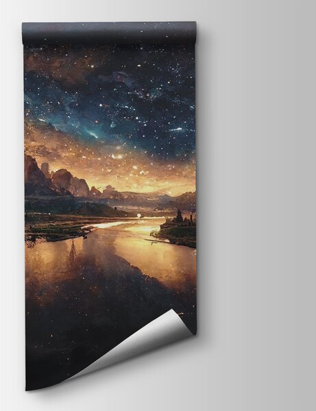 Fototapeta Řeka s měsícem na obloze, 3D fototapety, Populární fototapety, u79812 - Tapeko.co.cz