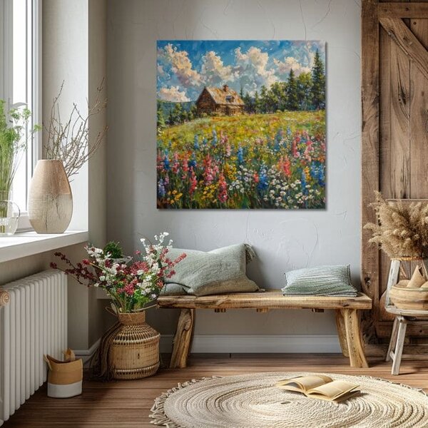 Obraz krajiny na plátně Léto u babičky - 60x60 cm
