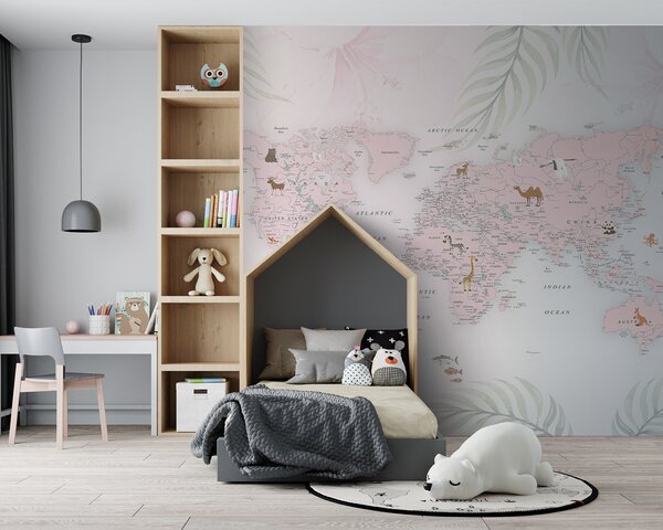 Fototapeta Mapa světa se zvířaty, Dětské fototapety, Populární fototapety, u79832 - Tapeko.co.cz