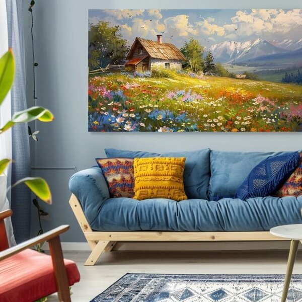 Obraz na plátně Barevná květinová louka | dotaženo rukou umělce - 40x60 cm